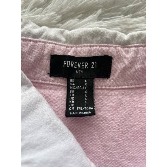 FOREVER 21 Tri-Color Men's Short Sleeve Button-Down Oxford Shirt Size L - Picture 6 of 7